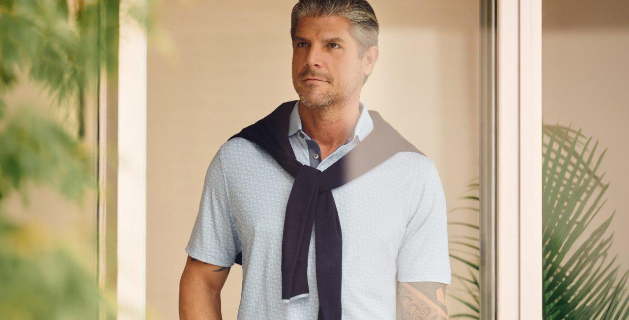 Greyson Shadow Wolf Technical-Stretch Polo | Polos | Harry Rosen